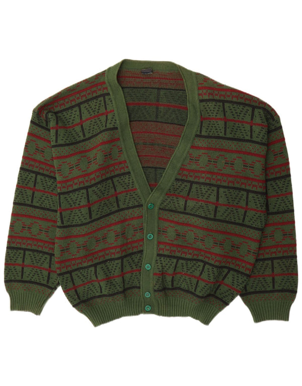 Pulover cardigan pentru bărbați Mr. Forrest XL verde geometric