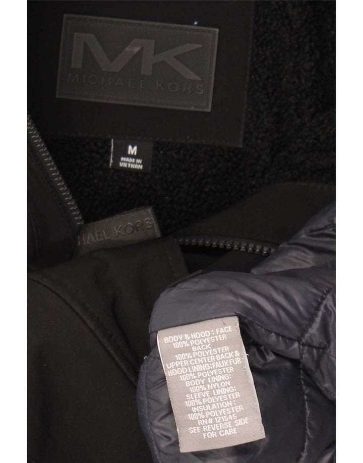 Michael Kors Mens Hooded Windbreaker Jacket UK 38 Medium Black Poliester