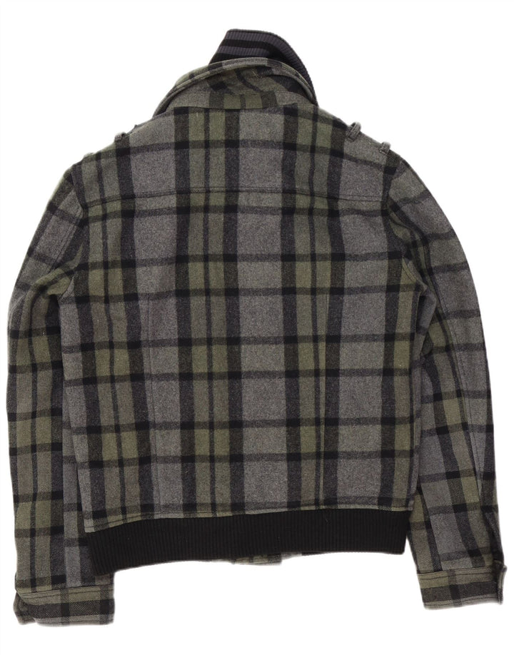 Bomber vintage pentru bărbați UK 40, lână mare, gri cu carouri