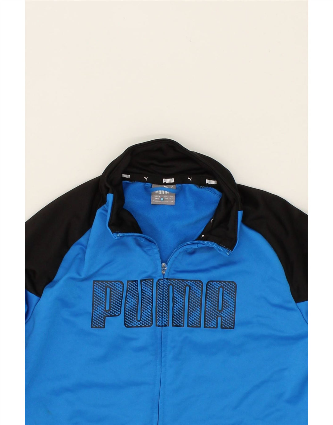 PUMA Boys Graphic Tracksuit Top Jacket 11-12 Years Blue Colourblock Vintage Puma and Second-Hand Puma from Messina Hembry 