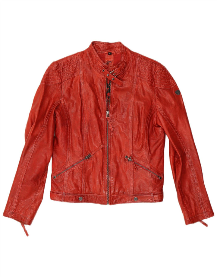 Jachetă de piele crop Gipsy pentru femei UK 14 Large Red