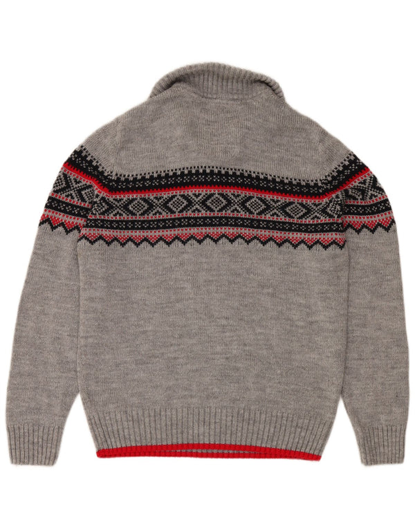 Pulover Superdry pentru bărbați, cu fermoar și gât, 2XL, gri Fair Isle Acrilic