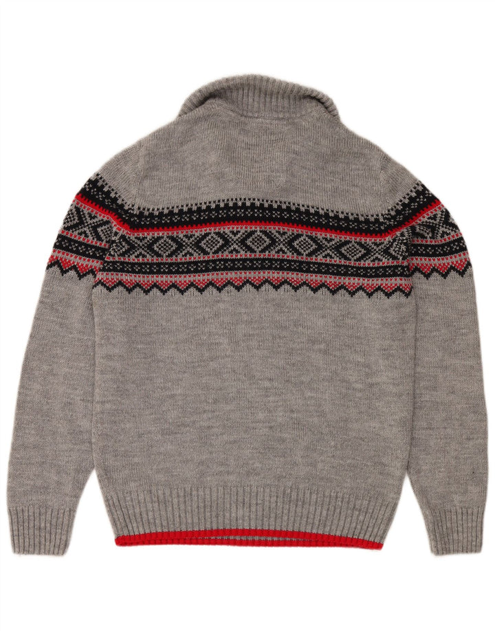 Pulover Superdry pentru bărbați, cu fermoar și gât, 2XL, gri Fair Isle Acrilic