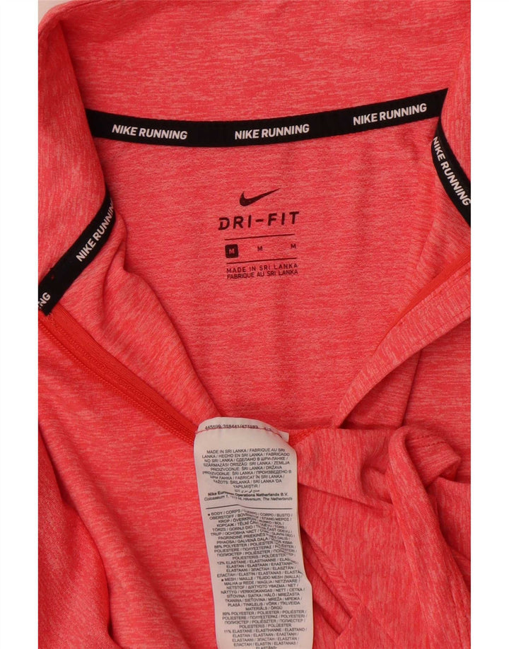 Top cu mânecă lungă Nike Dri Fit Dri Fit, cu fermoar, roșu mijlociu, cu mâneci lungi