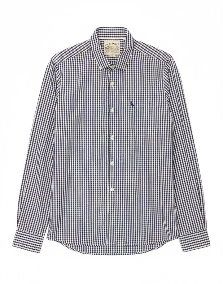 JACK WILLS Mens Shirt Medium Blue Check Cotton