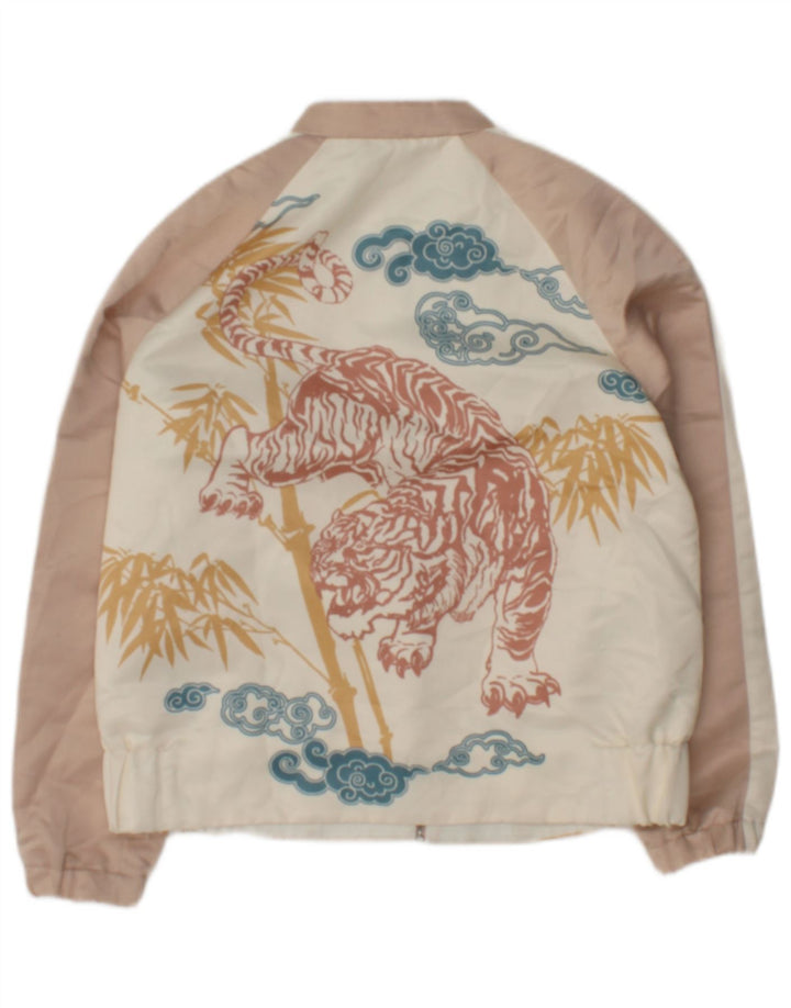 Bomber pentru femei Zara UK 10 Poliester, alb, floral, mic
