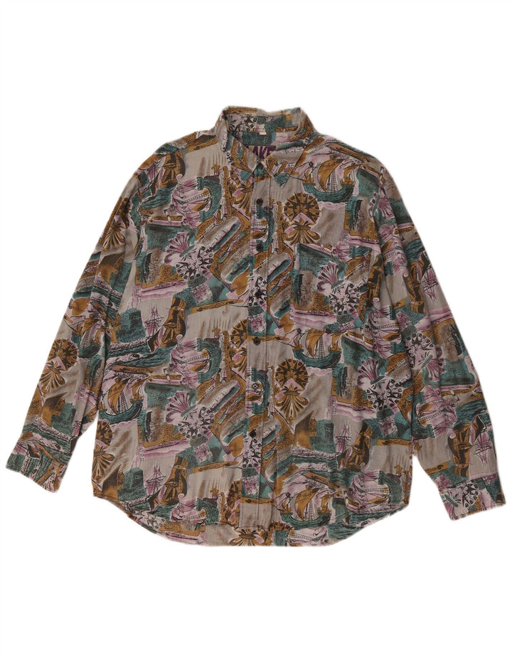 Cămașă Vintage pentru bărbați cu model abstract Mărimea 43/44 Bumbac multicolor mare