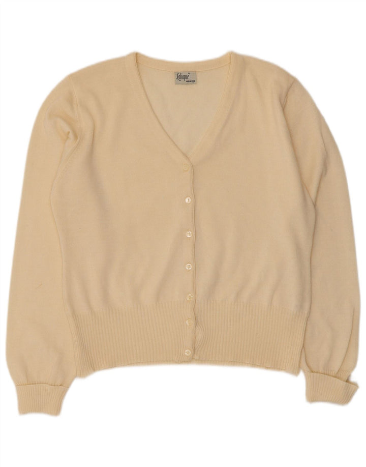 Pulover Cardigan Vintage pentru Femei EU 40/42 Mediu Lână Alb Murat