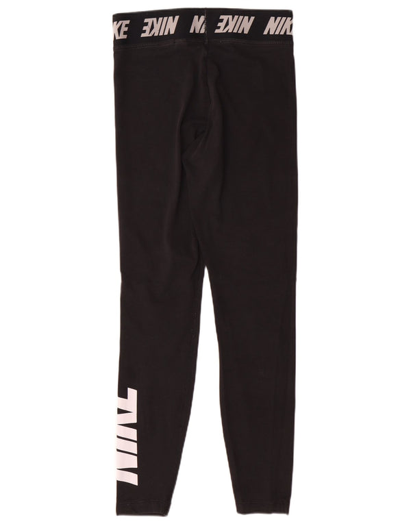 Leggings grafic NIKE pentru femei UK 12, bumbac mediu negru
