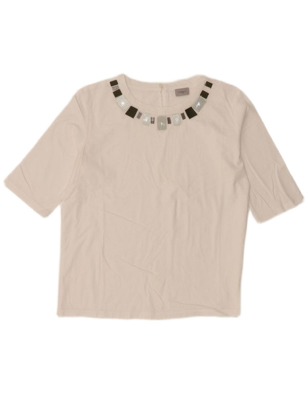 Marella pentru femei Top cu mâneci 3/4 UK 12 Medium White