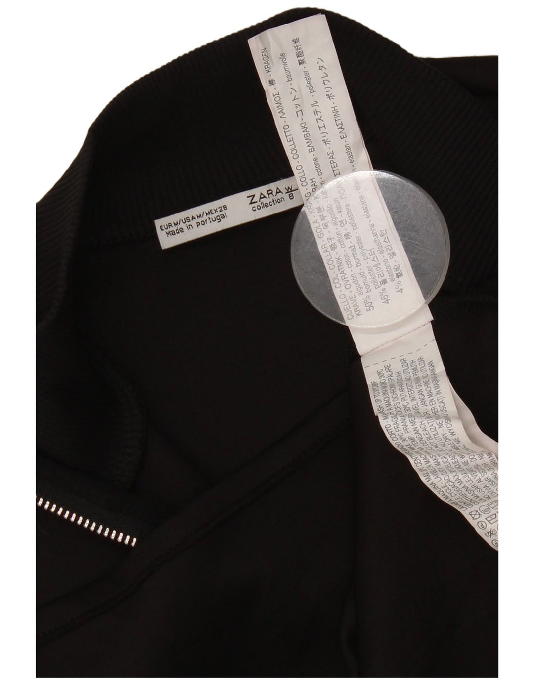 Top Crop pentru Damă Zara UK 12 Medium Negru Bumbac