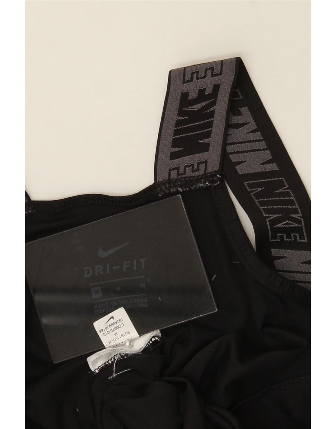 NIKE Womens Dri Fit Graphic Vest Top UK 12 Medium Black Vintage Nike and Second-Hand Nike from Messina Hembry 