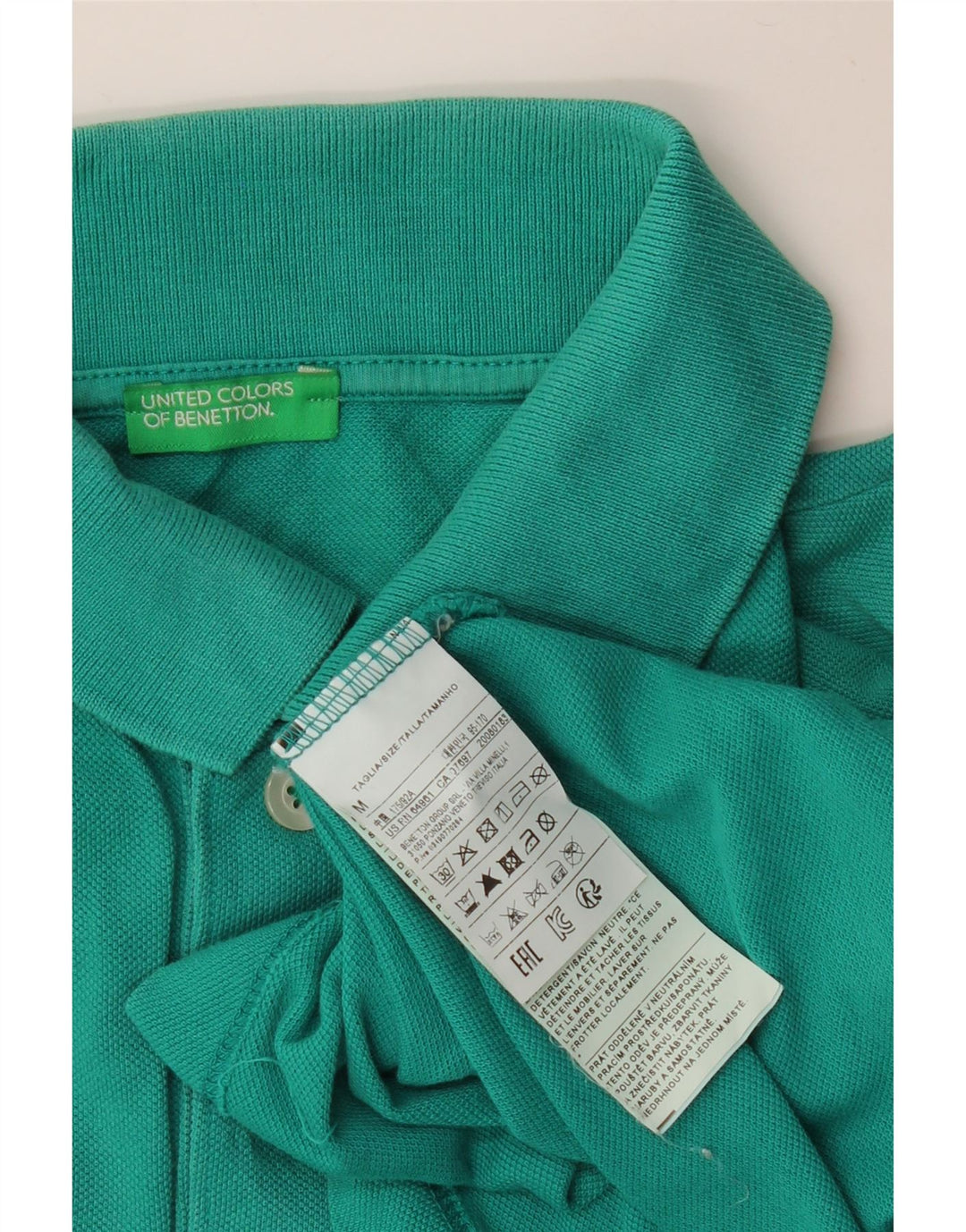 Tricou polo BENETTON pentru bărbați, bumbac verde mediu
