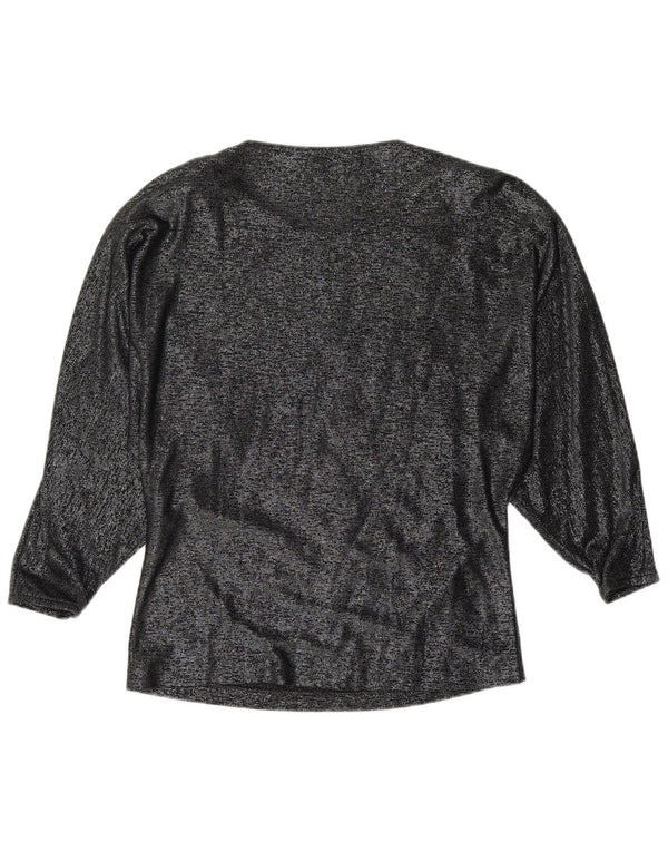 Bluză cu mânecă lungă pentru femei VINTAGE Top IT 42 Medium Black Floral Viscose