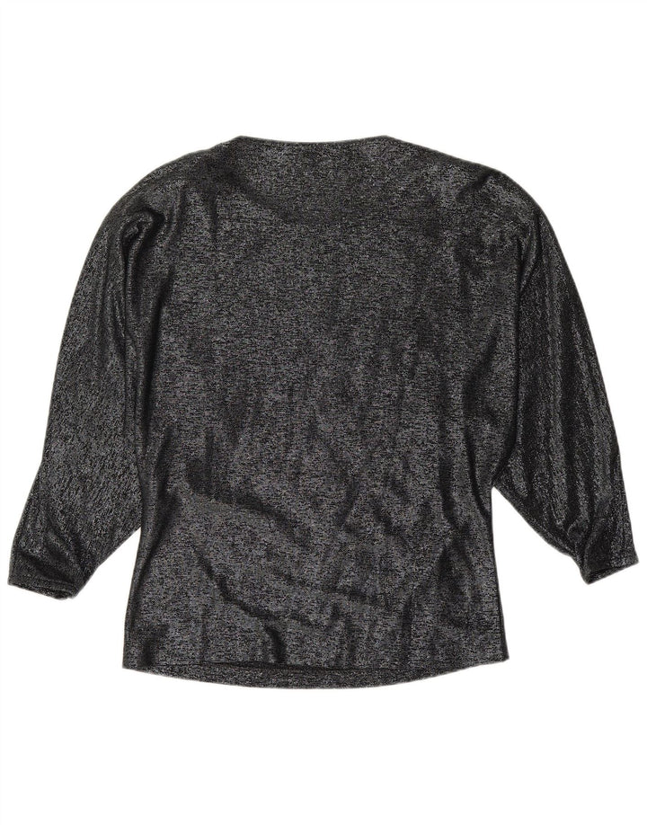 Bluză cu mânecă lungă pentru femei VINTAGE Top IT 42 Medium Black Floral Viscose