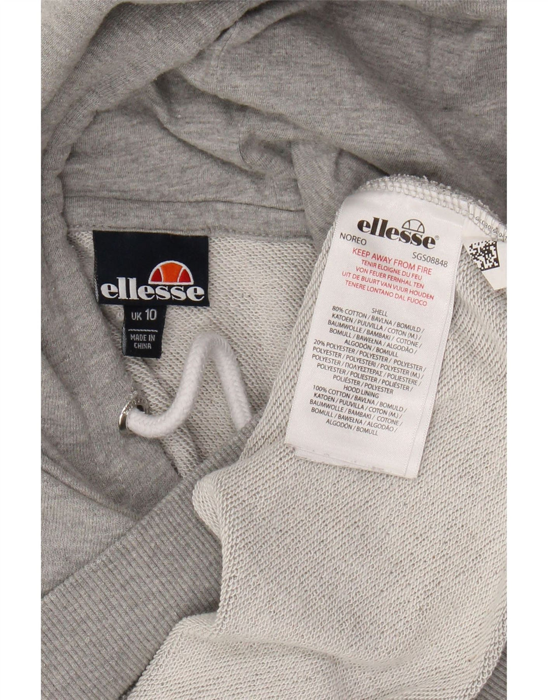 ELLESSE Pulover supradimensionat pentru femei UK 10 Bumbac gri mic