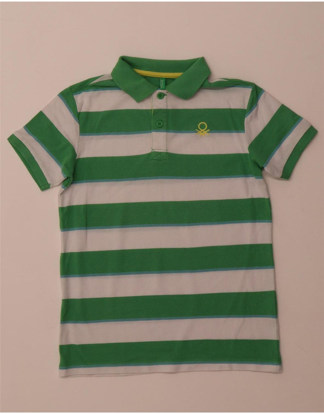 BENETTON Tricou Polo Băieți 10-11 Ani XL Poliester cu dungi verzi