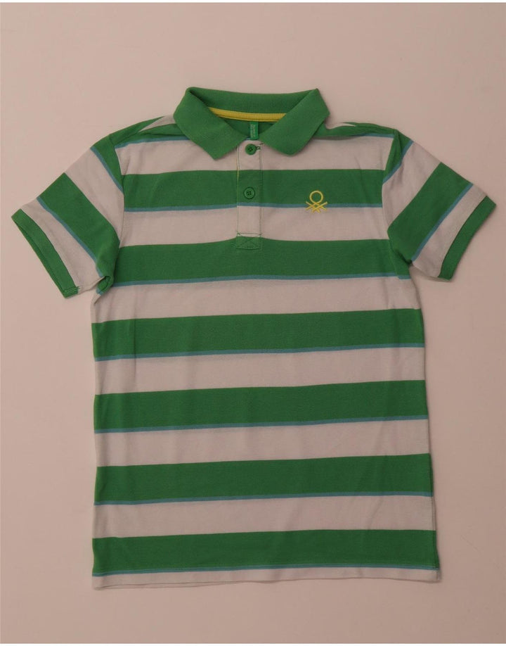 BENETTON Tricou Polo Băieți 10-11 Ani XL Poliester cu dungi verzi