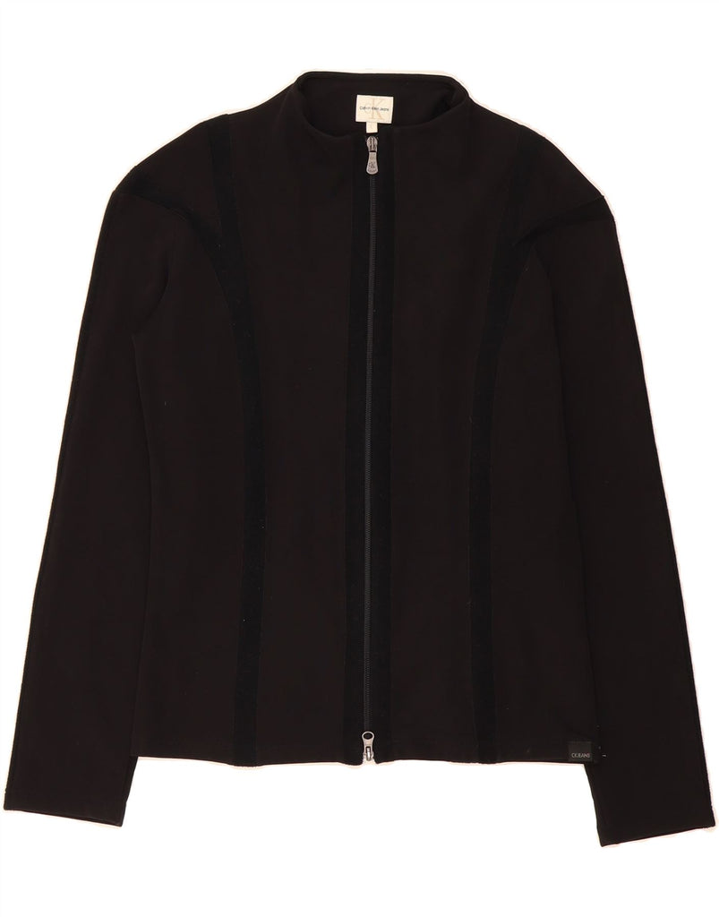 CALVIN KLEIN Womens Motorcycle Graphic Blazer Jacket UK 14 Large Black Vintage Calvin Klein and Second-Hand Calvin Klein from Messina Hembry 