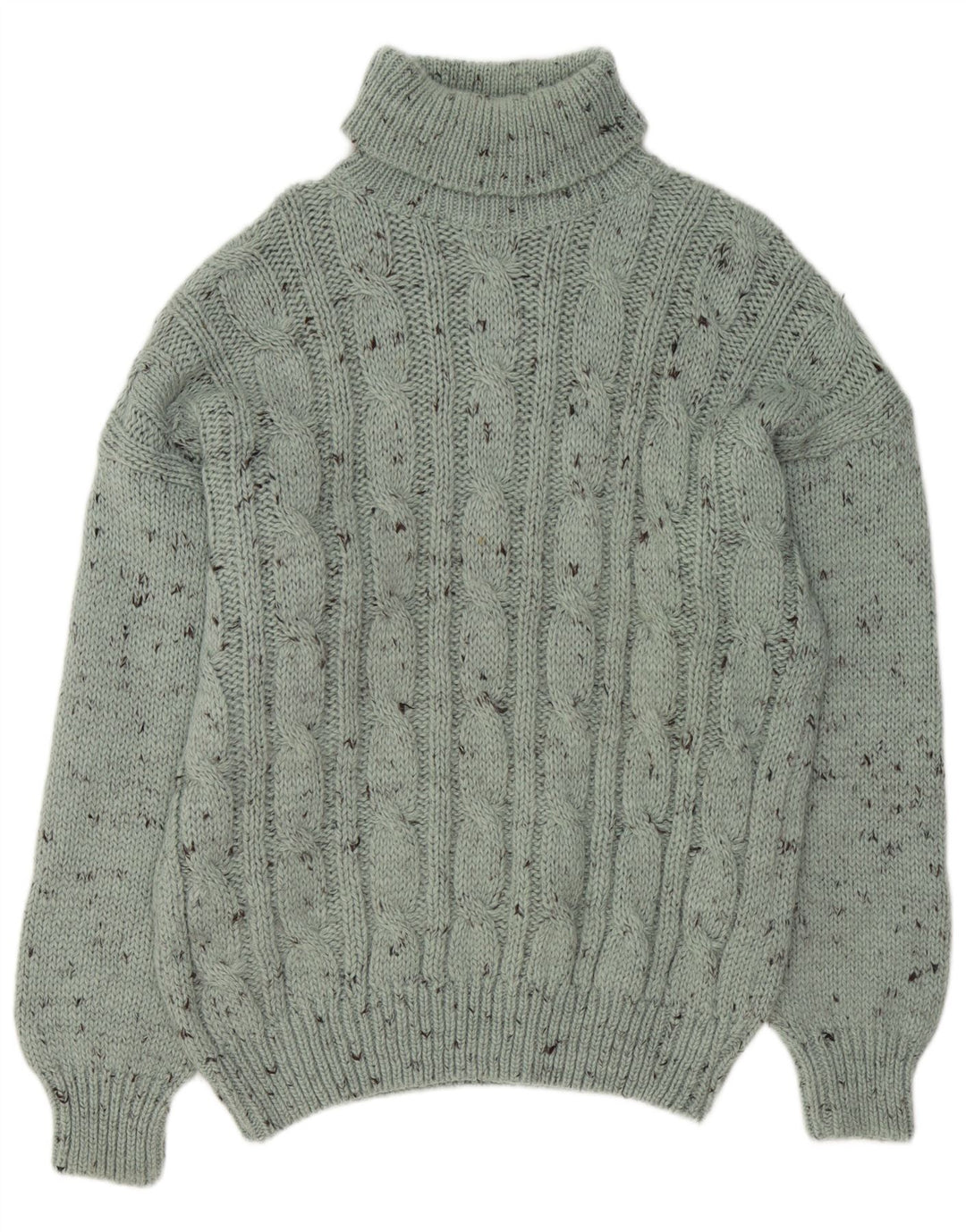 Pulover vintage pentru bărbați cu gât rulat, XL, verde, acrilic