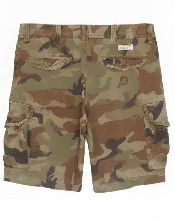 Pantaloni scurți cargo pentru bărbați Polo Ralph Lauren W34, bumbac camuflaj mare, kaki