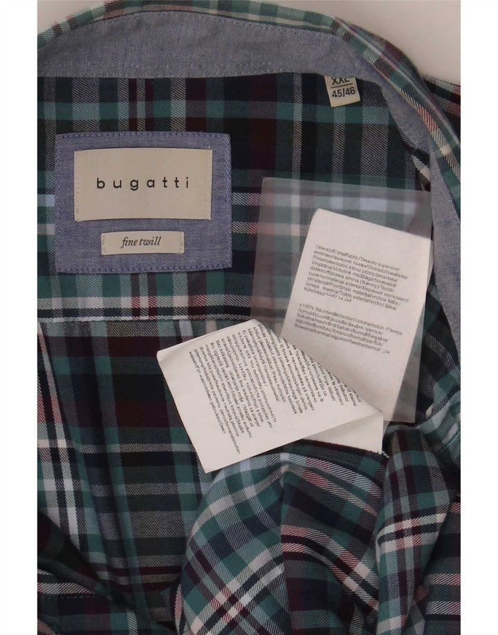 Cămașă de flanel pentru bărbați Bugatti Mărimea 45/46 2XL Bumbac cu check albastru