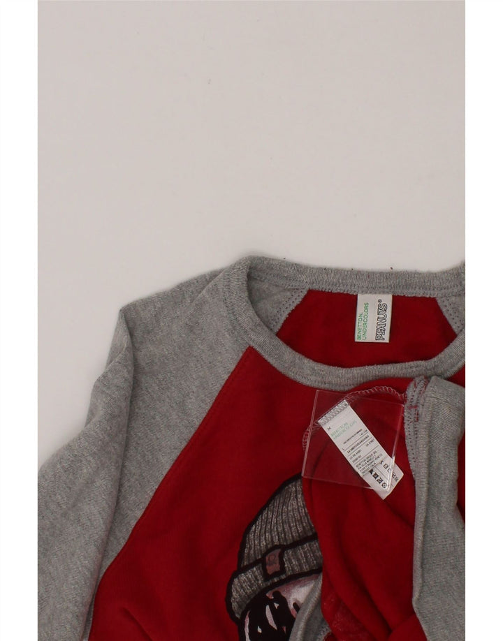 BENETTON Boys Graphic Sweatshirt Jumper 8-9 Years Large Red Colourblock Vintage Benetton and Second-Hand Benetton from Messina Hembry 