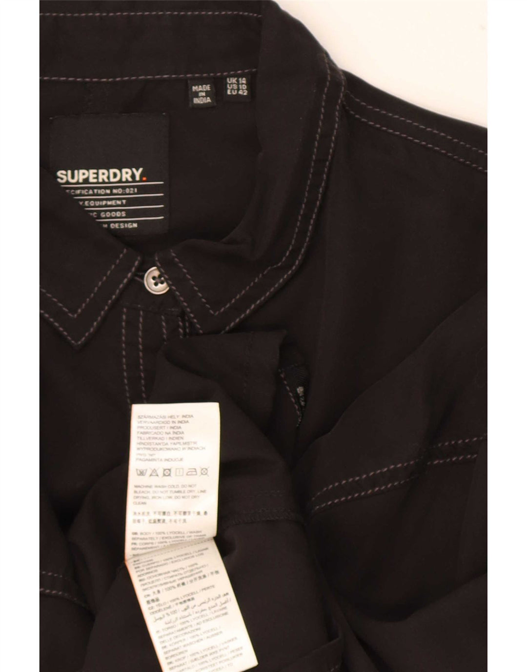 Cămașă supradimensionată pentru femei Superdry UK 14 Large Black Lyocell