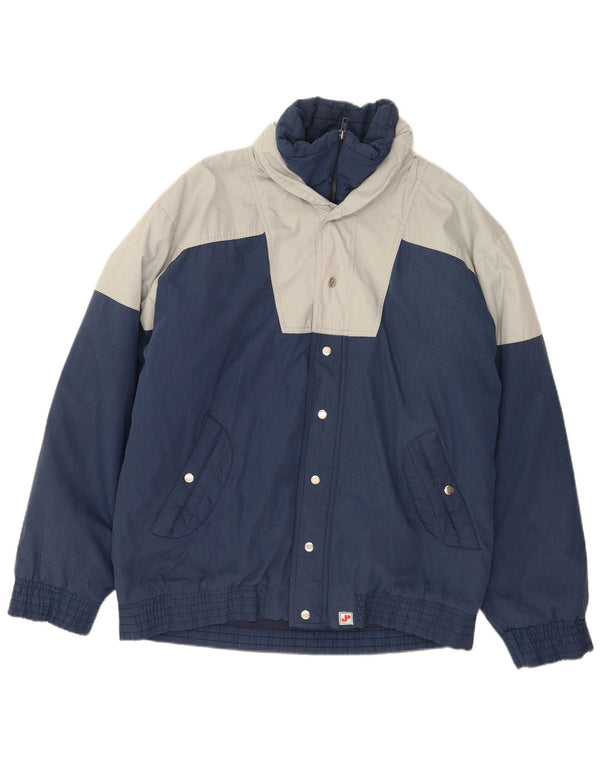 Jachetă vintage pentru bărbați cu glugă, UK 44 2XL, albastru bleumarin