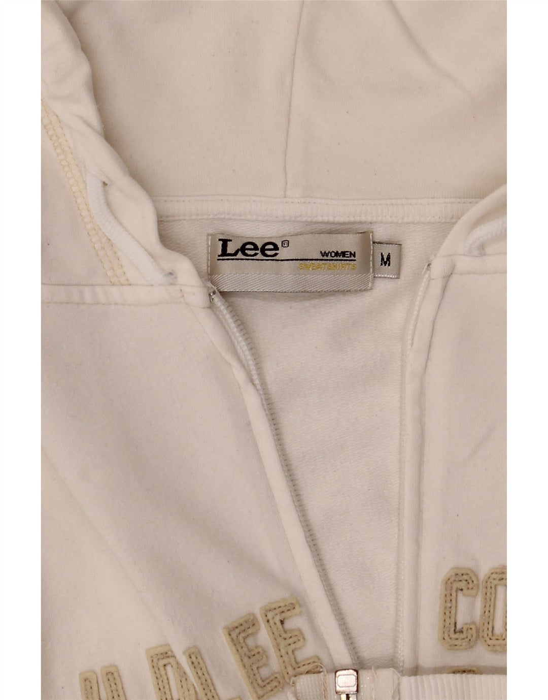 Pulover cu glugă cu fermoar grafic Lee pentru femei UK 10 Small White