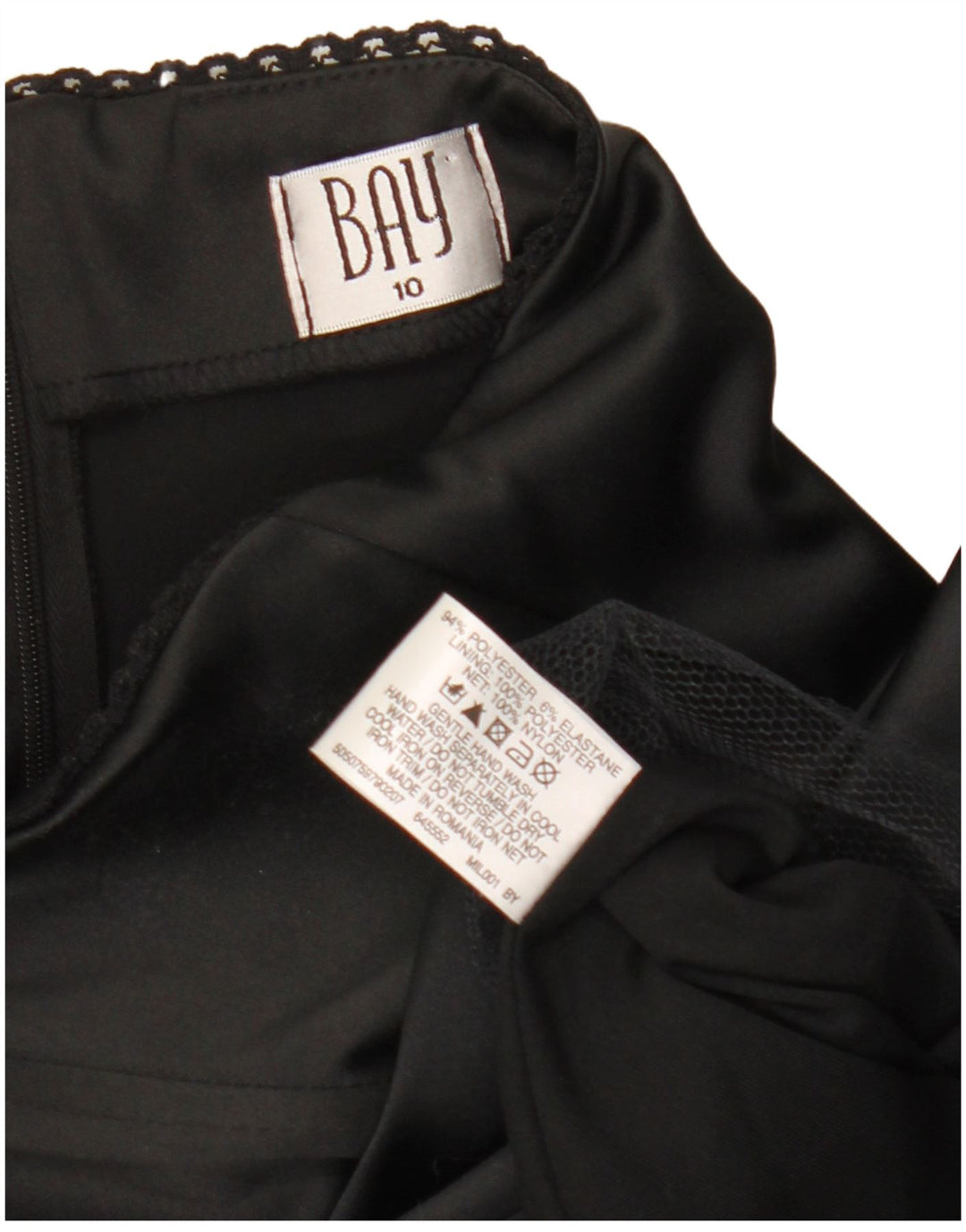 Rochie pentru femei Bay fără bretele UK 10 Poliester negru mic