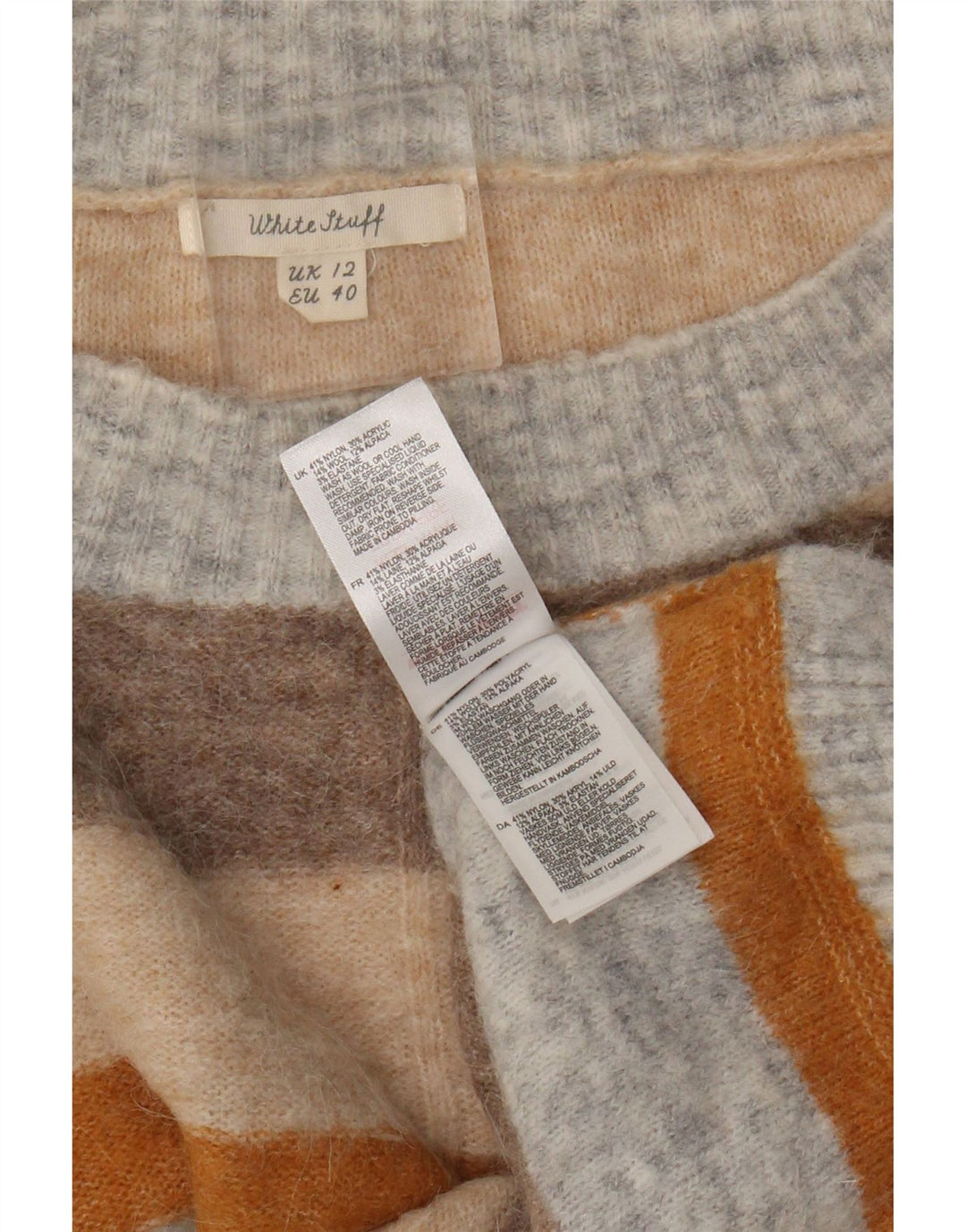 White Stuff Pulover pentru damă cu decolteu triplu UK 12 Medium Multicolor