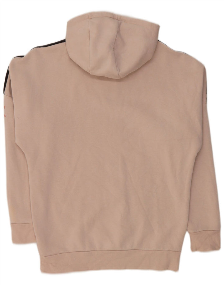 Pulover ADIDAS pentru fete cu glugă grafic 13-14 ani, bumbac roz