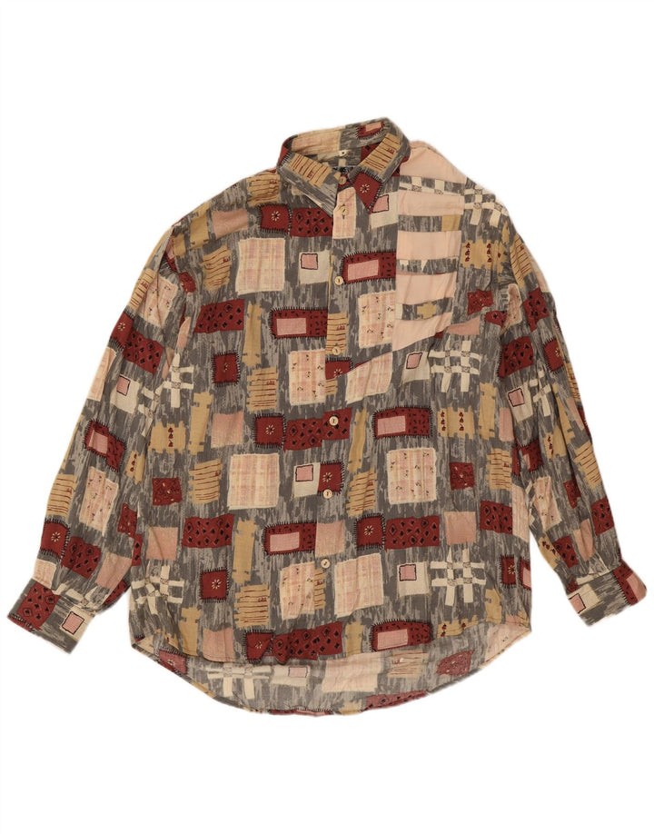 Cămașă Vintage bărbați Mediu Multicolor Patchwork Viscoză