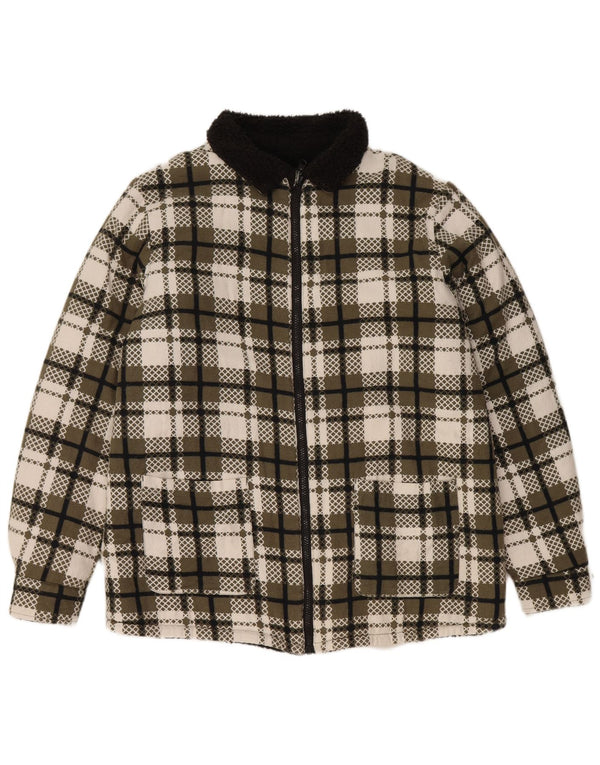 Jachetă Sherpa pentru femei VINTAGE UK 16, mare, verde, check