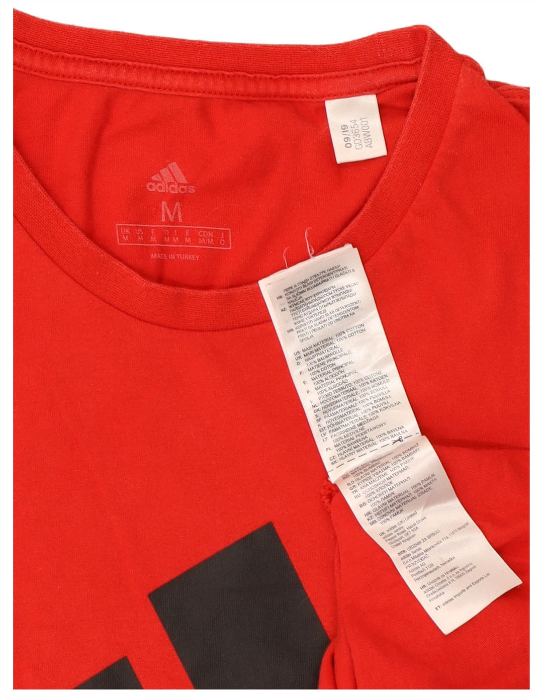Tricou grafic pentru bărbați Adidas Top, bumbac roșu mediu