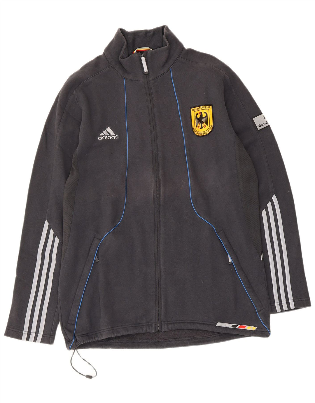 Adidas Mens Tracksuit Top Jacket UK 42/44 Large Grey Cotton