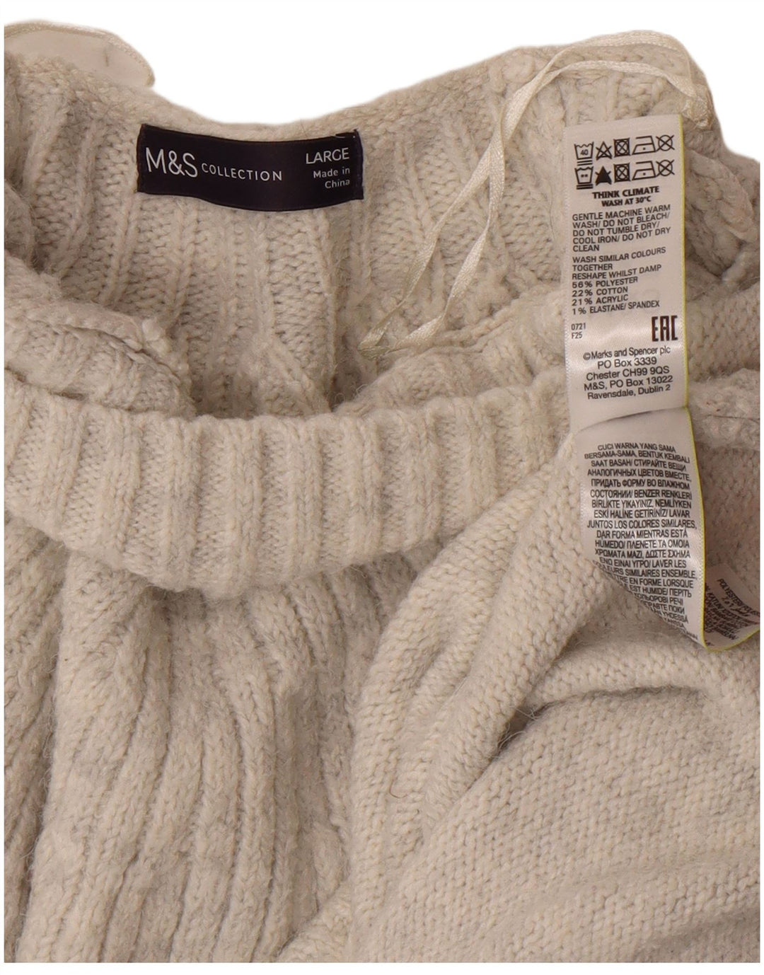 Pulover cu gât țestoasă pentru femei Marks & Spencer UK 16, mare, alb