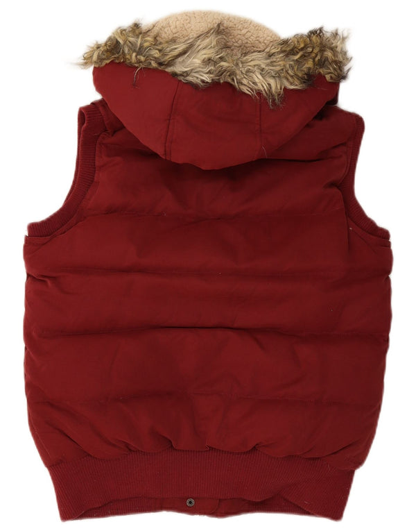 FAT FACE Gilet căptușit cu glugă supradimensionat pentru femei UK 10 Small Maroon Poliester