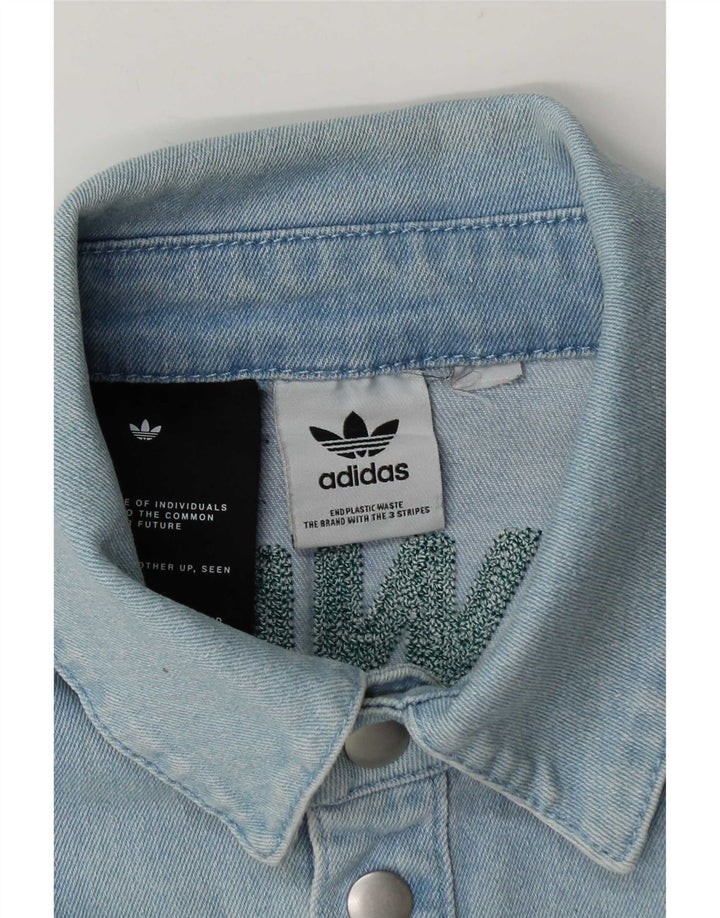 Cămașă din denim cu mânecă scurtă pentru bărbați Adidas, albastru mediu