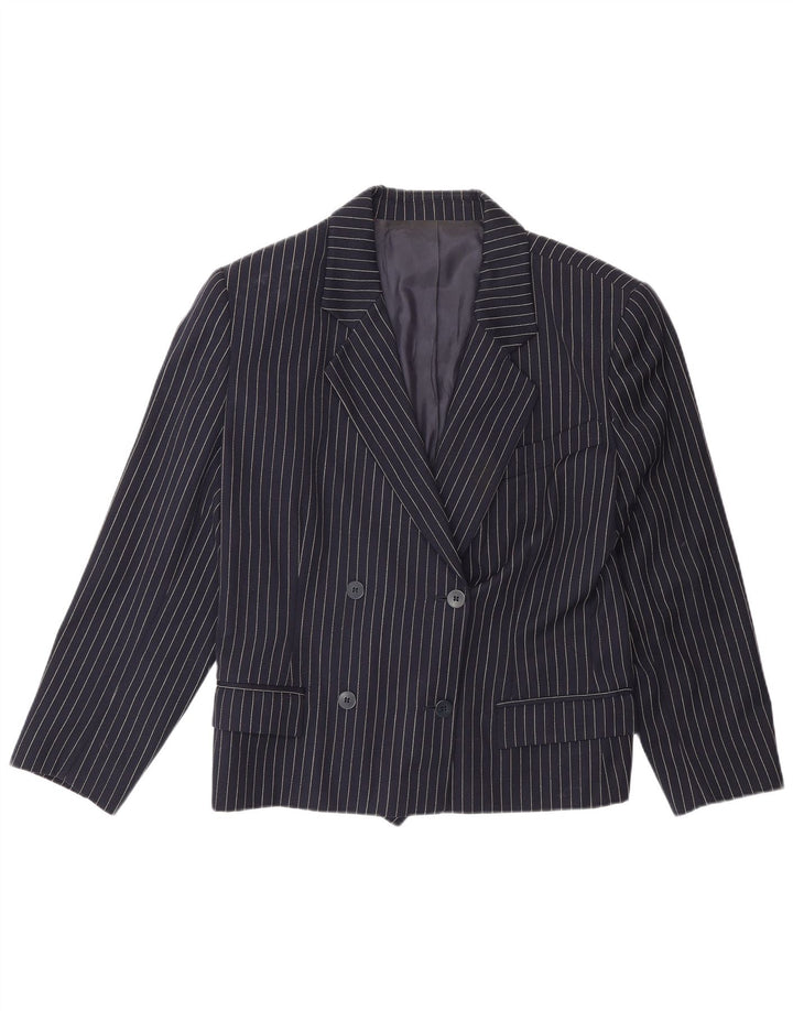 Jachetă vintage pentru femei cu piept dublu IT 48 XL bleumarin cu dungi