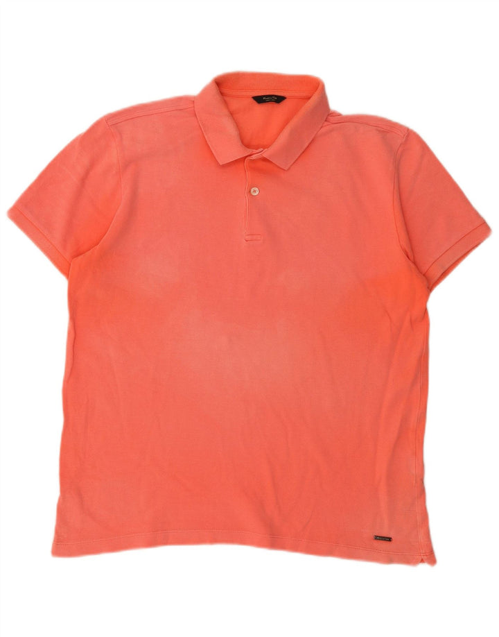 Tricou polo Massimo Dutti pentru bărbați, bumbac portocaliu mediu
