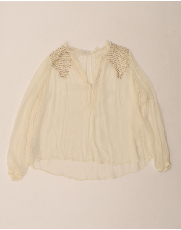 Bluză Mango pentru femei See Through Top UK 12 Medium Off White Viscose