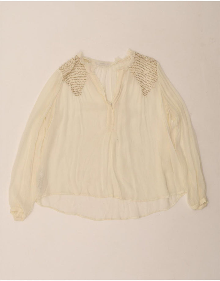 Bluză Mango pentru femei See Through Top UK 12 Medium Off White Viscose