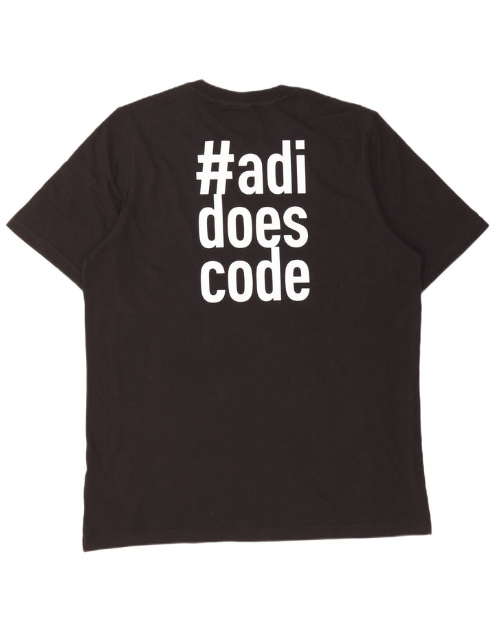 Tricou grafic Adidas pentru bărbați Top mare din bumbac negru