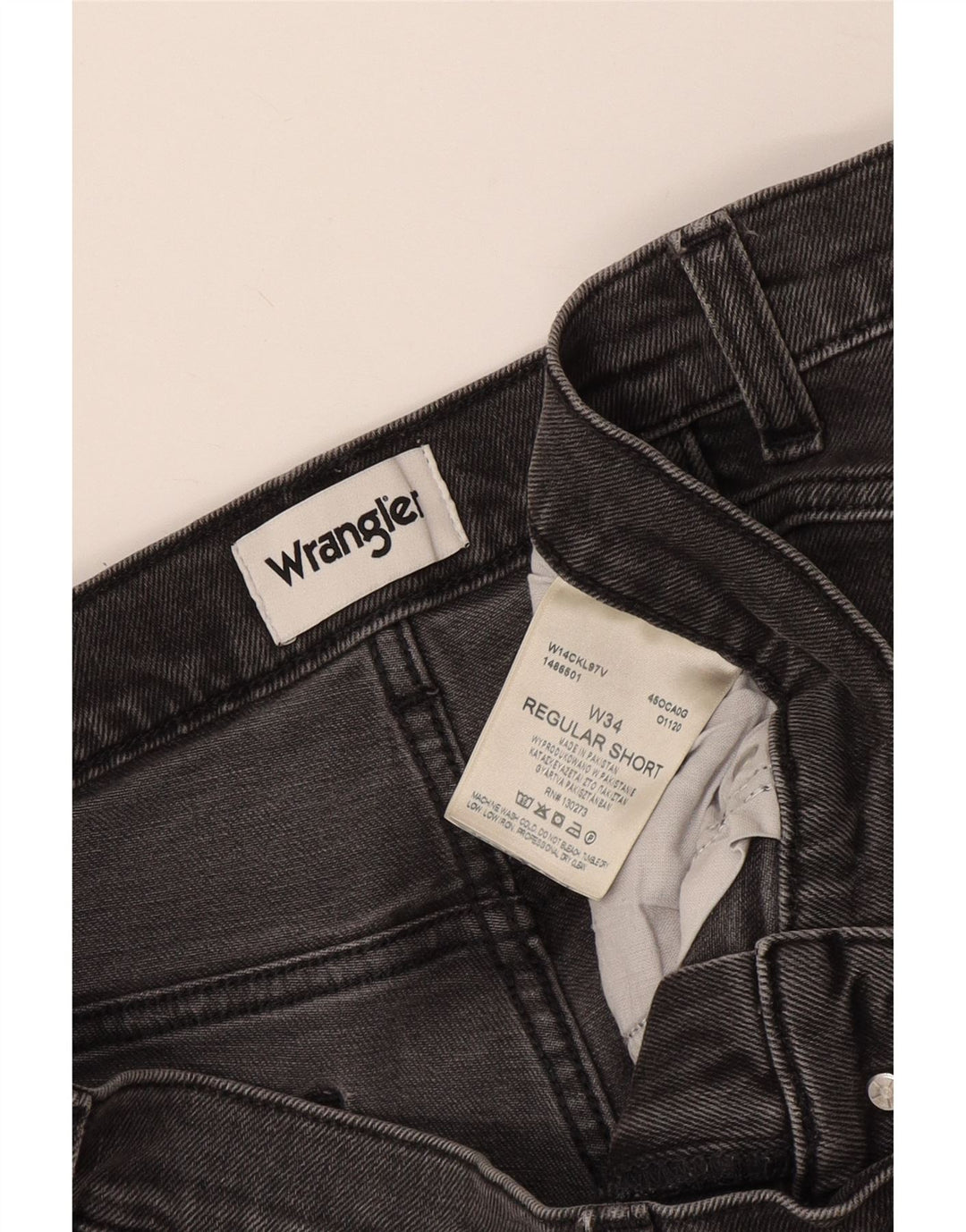 Pantaloni scurți din denim Wrangler pentru bărbați, cu ajustare normală, W34, bumbac gri mare