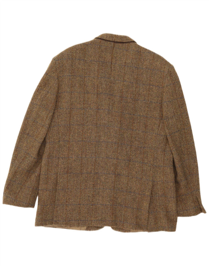 HARRIS TWEED Jachetă pentru bărbați cu 2 nasturi, UK 44 2XL Kaki Check Lână