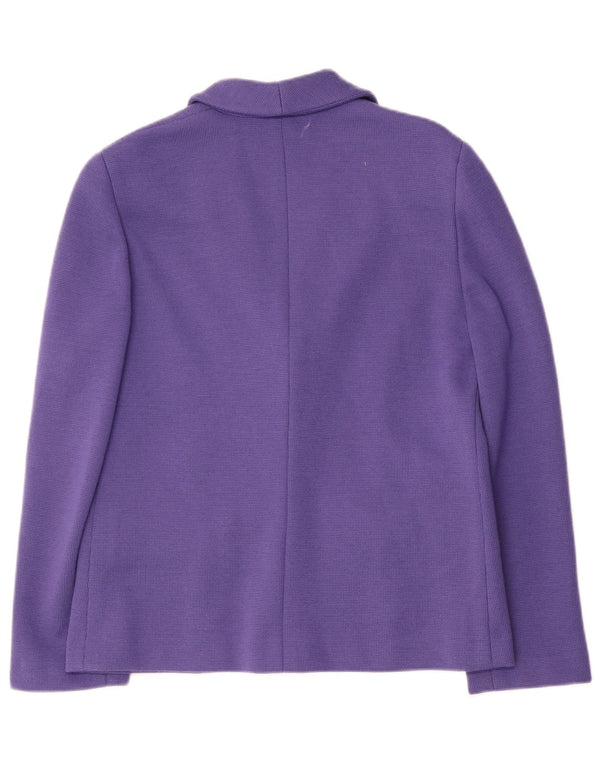 Jachetă pentru femei Luisa Spagnoli tricot cu 2 nasturi Lână violet mediu UK 12