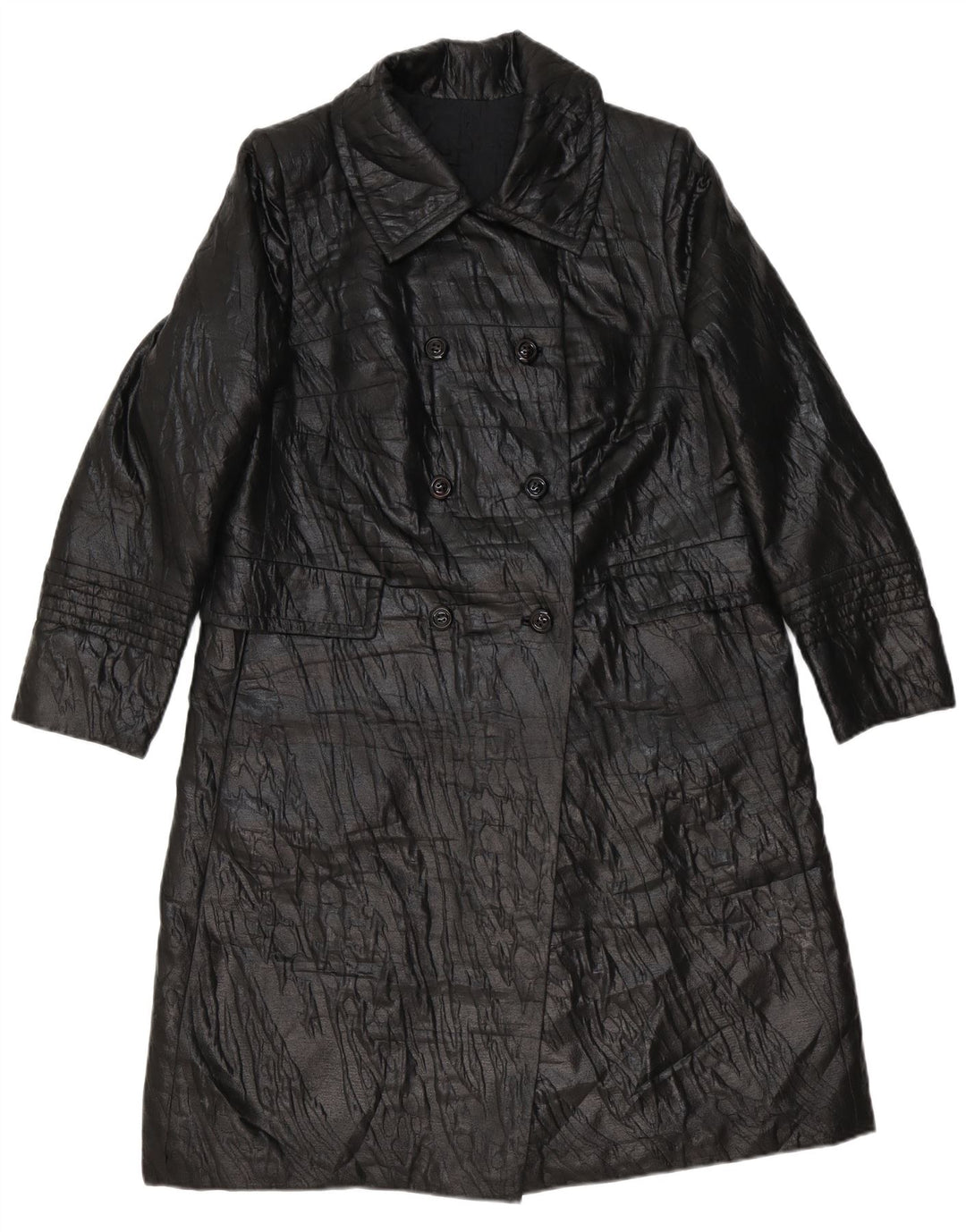 Palton din piele vintage pentru femei UK 14 Medium Black