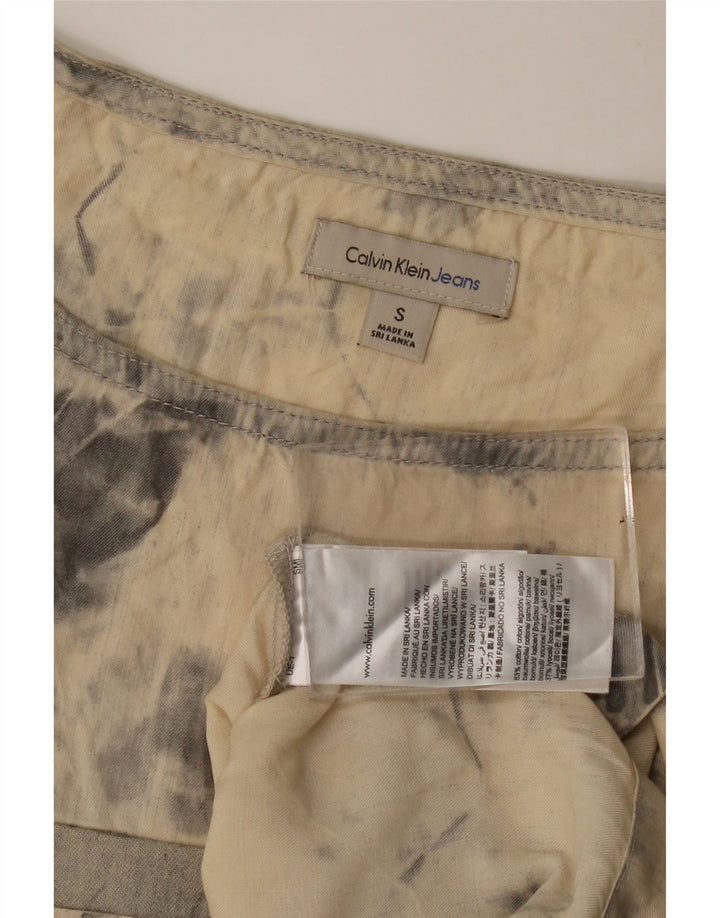 Bluză pentru femei Calvin Klein Jeans Top UK 10 Small Beige Tie Dye Bumbac